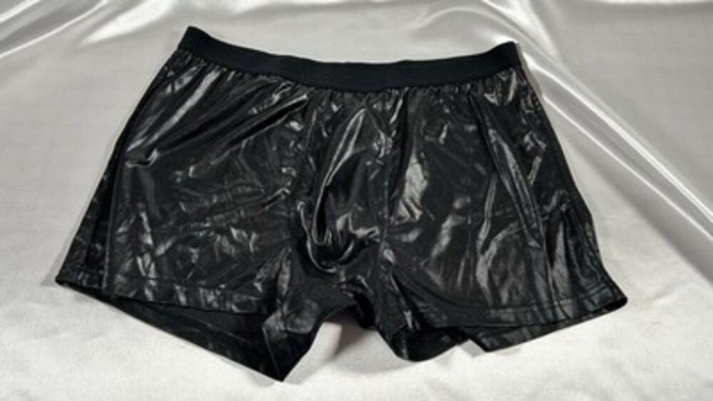 Vintage 90’s SEXY SHINY METALLIC MURANO BLACK SLICK BOXER BREIFS SIZE L
